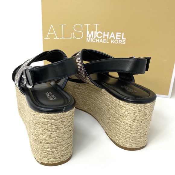 Michael Kors Wmns Sandal Jodi Mid Wedge Le Natural - Picture 3 of 9